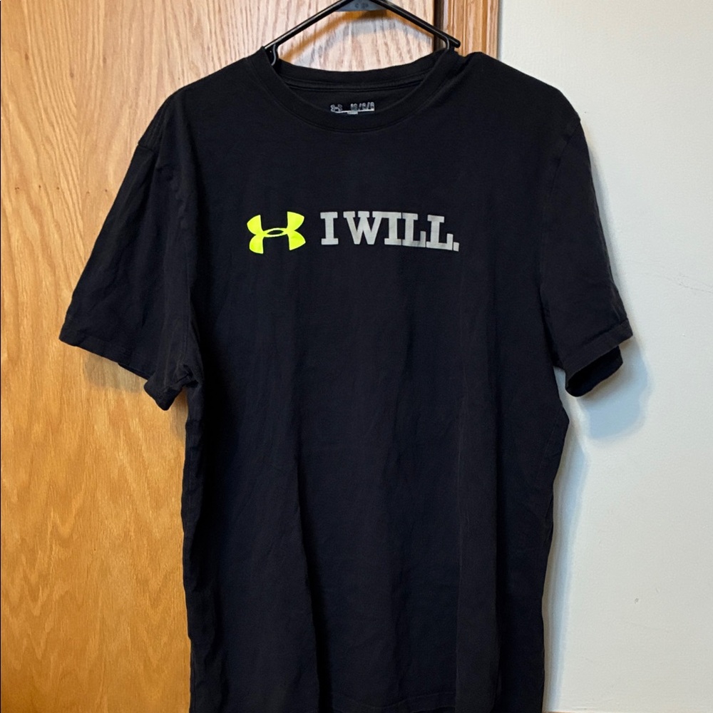 Men’s LG Under Armour black, gray, & neon yellow t-shirt